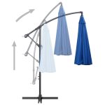 Umbrelă de soare suspendată, albastru, 3 m, stâlp de aluminiu