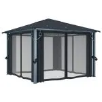 Pavilion cu perdele, antracit, 300 x 300 cm, aluminiu