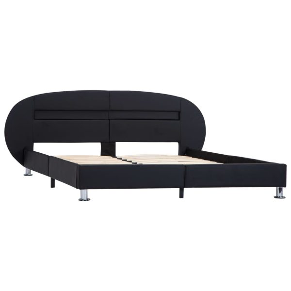 Cadru de pat cu LED, negru, 180 x 200 cm, piele ecologică