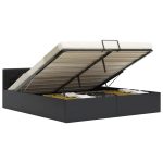 Cadru pat hidraulic cu ladă, negru, 180×200 cm, piele ecologică