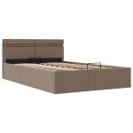 Cadru pat hidraulic depozitare LED gri taupe 120×200 cm textil