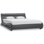 Cadru de pat cu LED, gri, 120 x 200 cm, piele ecologică
