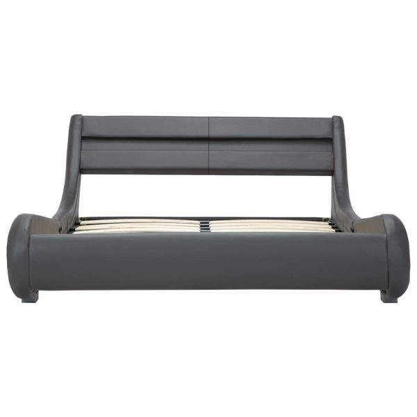 Cadru de pat cu LED, gri, 120 x 200 cm, piele ecologică