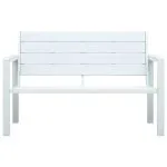 Bancă de grădină, alb, 120 cm, aspect de lemn, HDPE