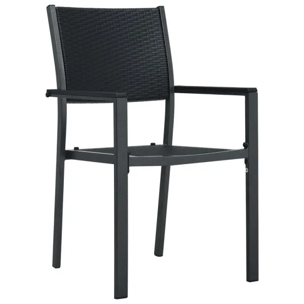 Scaune de grădină, 2 buc., negru, plastic, aspect ratan
