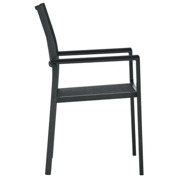 Scaune de grădină, 2 buc., negru, plastic, aspect ratan