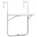 Masă balcon suspendată alb 60x64x83,5 cm plastic aspect ratan