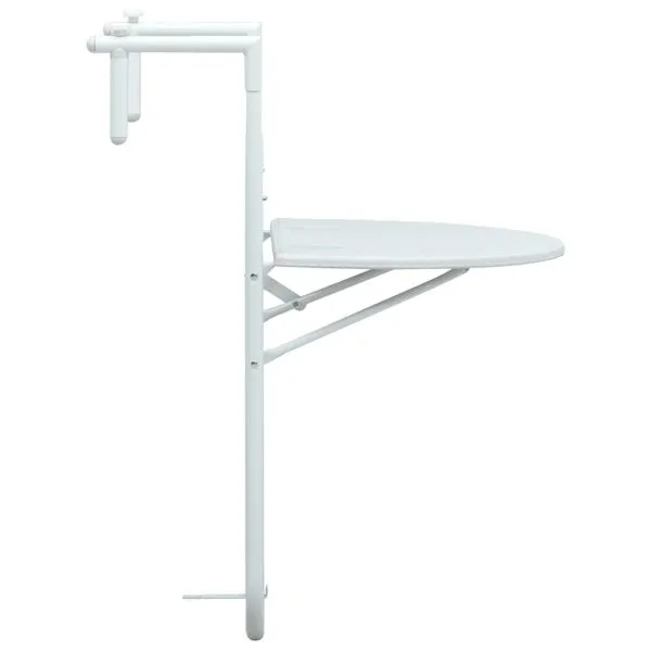 Masă balcon suspendată alb 60x64x83,5 cm plastic aspect ratan