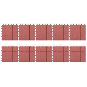 Plăci pardoseală, 10 buc., roșu, 30,5 x 30,5 cm, plastic