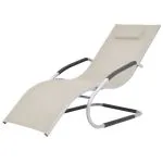 Șezlong cu pernă, crem, aluminiu și textilenă
