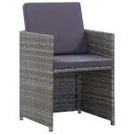 Set mobilier de bistro cu perne, 3 piese, gri, poliratan