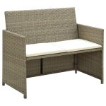 Set mobilier de grădină cu perne, 4 piese, bej, poliratan