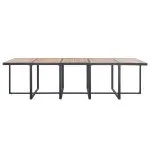 Set mobilier de exterior cu perne, 15 piese, negru, poliratan