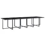Set mobilier de exterior cu perne, 17 piese, negru, poliratan