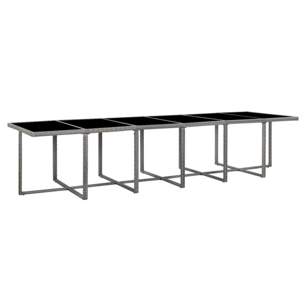 Set mobilier de exterior cu perne, 17 piese, gri, poliratan
