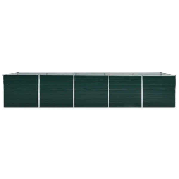 Strat înălțat de grădină, verde, 400x80x77 cm, oțel galvanizat