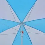 Umbrelă de plajă adăpost, albastru și alb, 180 cm, țesătură