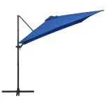Umbrelă consolă cu LED, stâlp din oțel albastru azur 250×250 cm