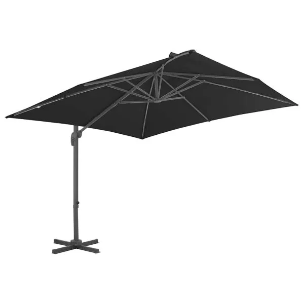 Umbrelă în consolă cu stâlp din aluminiu, negru, 3×3 m