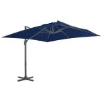 Umbrelă în consolă cu stâlp din aluminiu, albastru azur, 3×3 m
