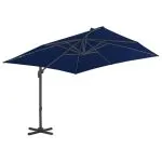 Umbrelă în consolă cu stâlp din aluminiu, albastru azur, 3×3 m
