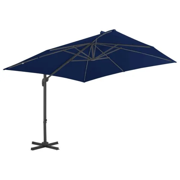 Umbrelă în consolă cu stâlp din aluminiu, albastru azur, 3×3 m