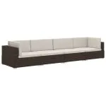 Set canapele de grădină cu perne, 4 piese, maro, poliratan
