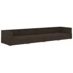 Set canapele de grădină cu perne, 4 piese, maro, poliratan