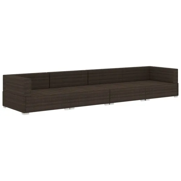 Set canapele de grădină cu perne, 4 piese, maro, poliratan