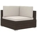 Set canapele de grădină cu perne, 4 piese, maro, poliratan