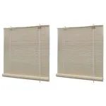Jaluzele din bambus natural tip rulou, 2 buc., 120 x 160 cm
