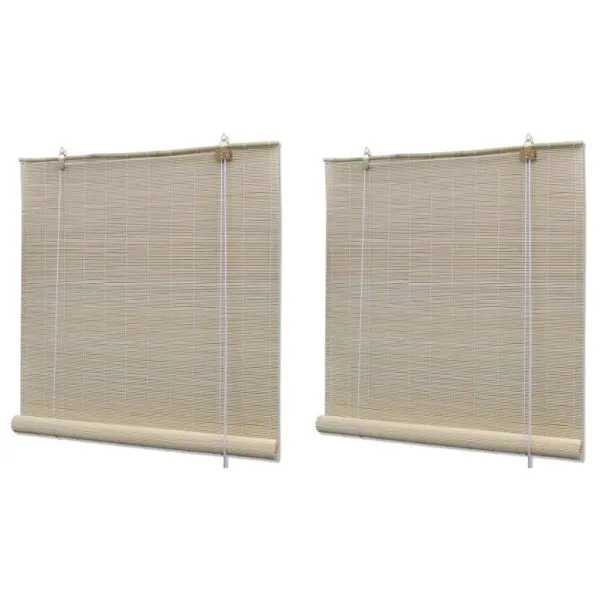 Jaluzele din bambus natural tip rulou, 2 buc., 120 x 160 cm