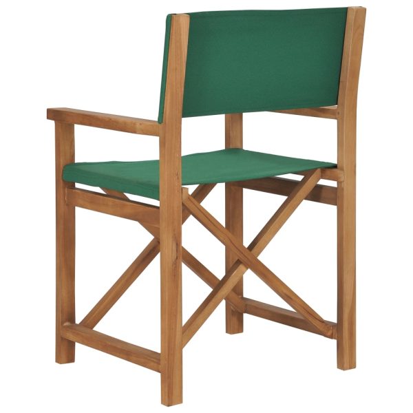Scaun de regizor, verde, lemn masiv de tec
