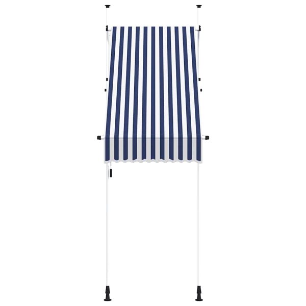Copertină retractabilă manual, dungi albastru și alb, 100 cm