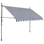 Copertină retractabilă manual cu LED, albastru & alb, 250 cm