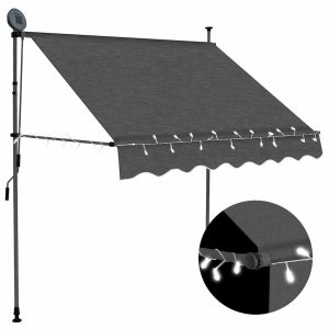 Copertină retractabilă manual cu LED, antracit, 100 cm