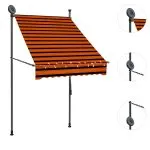 Copertină retractabilă manual cu LED, portocaliu & maro, 100 cm