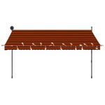 Copertină retractabilă manual cu LED, portocaliu & maro, 350 cm