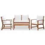 Set mobilier de grădină cu perne, 4 piese, lemn masiv de acacia