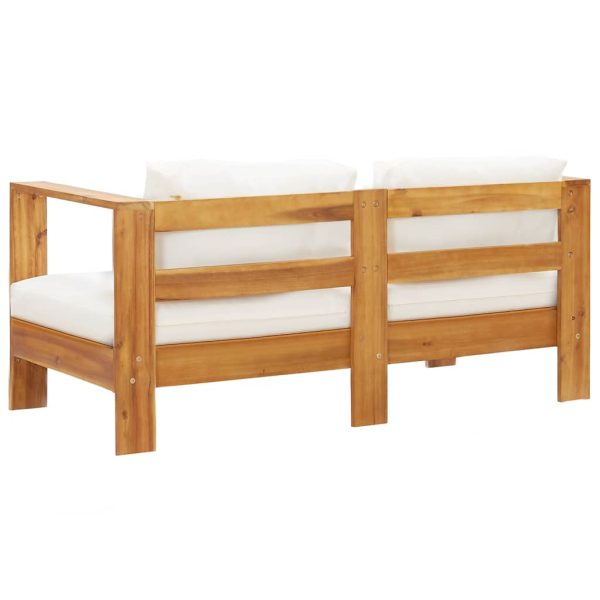 Canapea de grădină cu pernă, alb crem, 140 cm, lemn de acacia