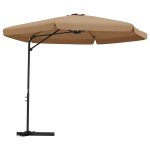 Umbrelă de soare de grădină, stâlp din oțel, taupe, 300 cm