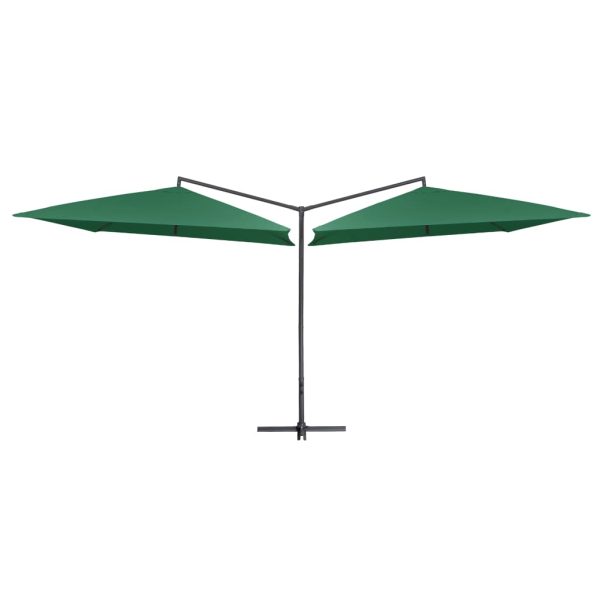 Umbrelă de soare dublă, stâlp din oțel, verde, 250 x 250 cm