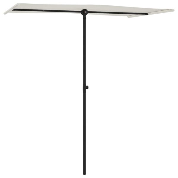 Umbrelă de soare grădină stâlp aluminiu alb nisipiu 180×110 cm