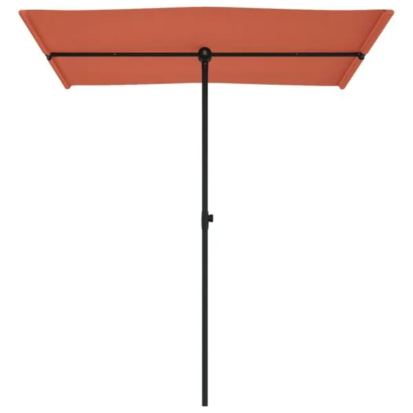 Umbrelă de soare exterior cu stâlp aluminiu cărămiziu 180x110cm