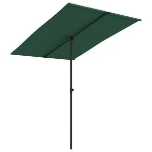 Umbrelă de soare de grădină, stâlp aluminiu, verde, 2×1,5 cm