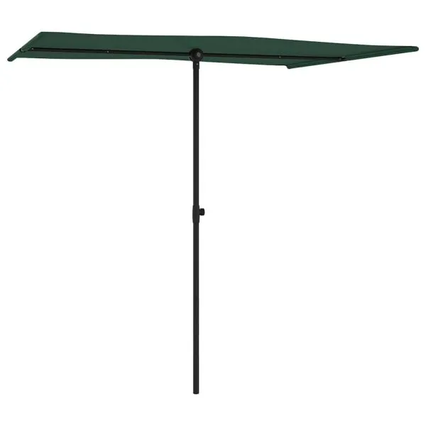 Umbrelă de soare de grădină, stâlp aluminiu, verde, 2×1,5 cm