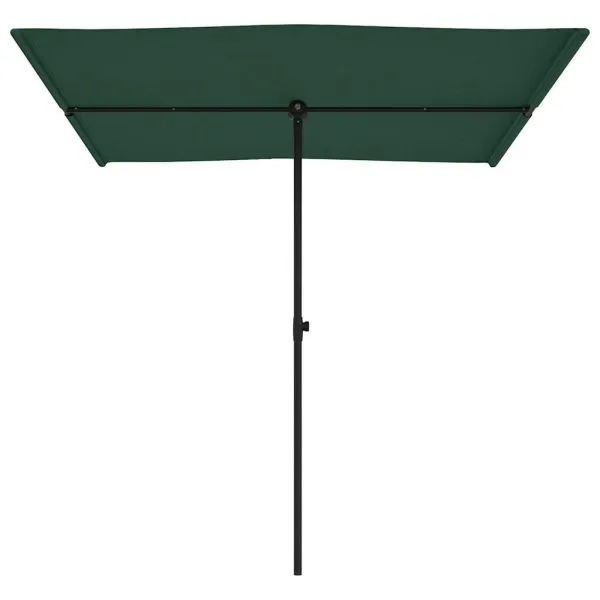 Umbrelă de soare de grădină, stâlp aluminiu, verde, 2×1,5 cm