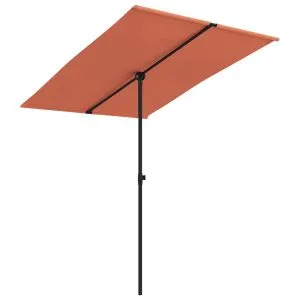 Umbrelă de soare grădină, stâlp aluminiu, cărămiziu, 2×1,5 cm