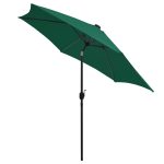 Umbrelă de soare cu LED-uri, stâlp din aluminiu, verde, 300 cm