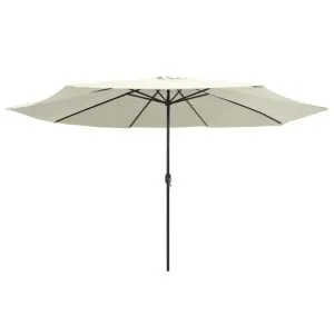 Umbrelă de soare de grădină, stâlp metalic, alb nisipiu 390 cm